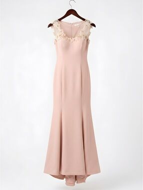 VENUS Blush Maxi Dress with Floral Accents Wedding/Special Occasion